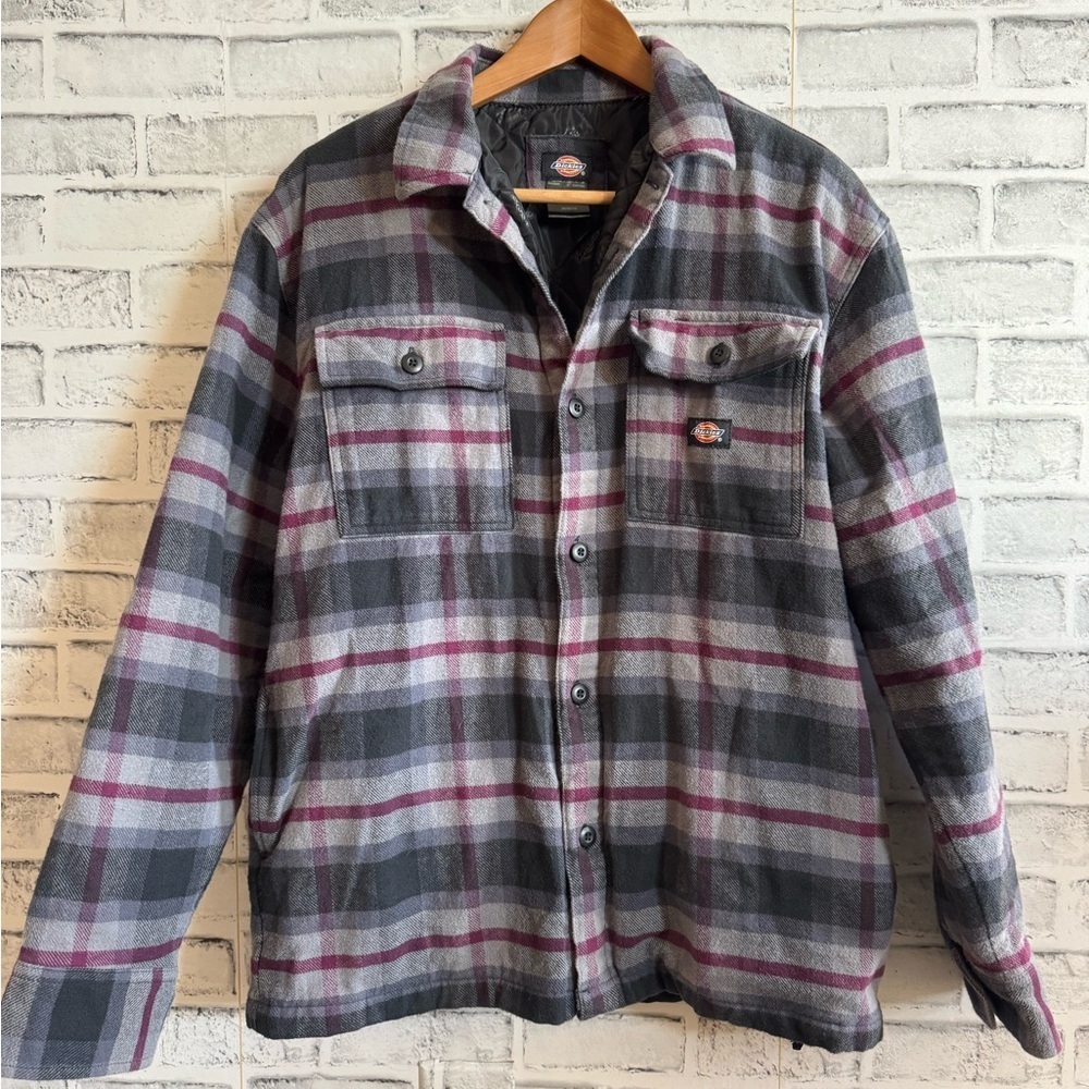 Men’s Dickies Moulton plaid oversized button down collared jacket shacket Med - Picture 3 of 7